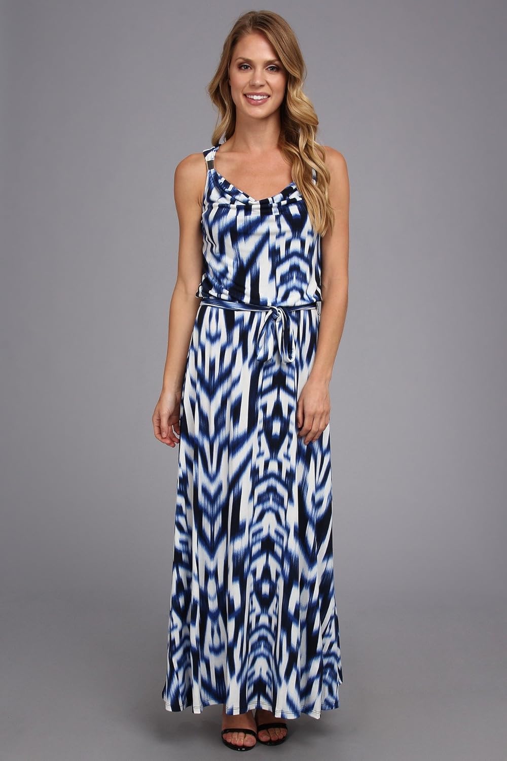 Calvin Klein Maxi vestido estampado para mujer con HRD Gris Large