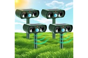 JAHYELEC Solar Animal Repellent Ultrasonic Animal Repeller Outdoor Deer Repellent Sonic Cat Repellent Motion Activated Cat Deterrent Squirrel Dog Raccoon Skunk Rabbit Repellent for Yard Garden (4 Pcs)