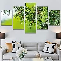 SIGNWIN 5 Panel Canvas Wall Art Modern Art Decorative Elements Expressive Leaves Multicolor Patterns Photography for Home Decorations Ready to Hang - 60