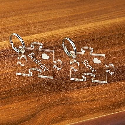Bütic GmbH Plexiglas® Liebes-Anhänger Acrylglas Schlüsselanhänger Wunschgravur, Form:Puzzle