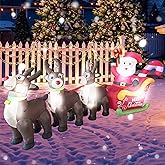 PIPIMOUSE 10 FT Long Christmas Inflatables Outdoor Decoration, Santa Sleigh & Reindeer Inflatable Blow up Yard Decorations with Built-in LEDs for Xmas Holiday Garden Party Patio Lawn Decor