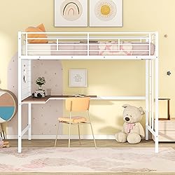 BIADNBZ Full Loft Bed with Built-in L-Shape