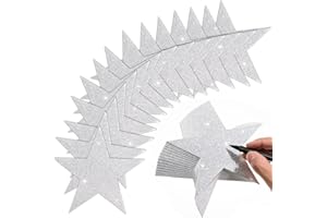 FOBSME 120 Pcs Silver Glitter Star Cutouts Paper Star Cutouts 6 Inch Glitter Star Cut-Outs Silver Large Glitter Star Decoration for Christmas Birthday Classroom Bulletin Board Wall Party Supplies