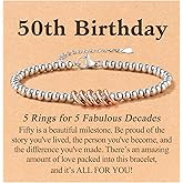 KOXMOON 50th Birthday Gifts for Her Women, 50 Year Old Gifts for Women Happy 50th Birthday Bracelet for Mom Friend Female