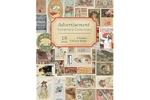 Advertisement Ephemera Collection: 18 sheets - over 150 vintage colored Advertisements for DIY cards and journals (Vintage Ephemera Collection)