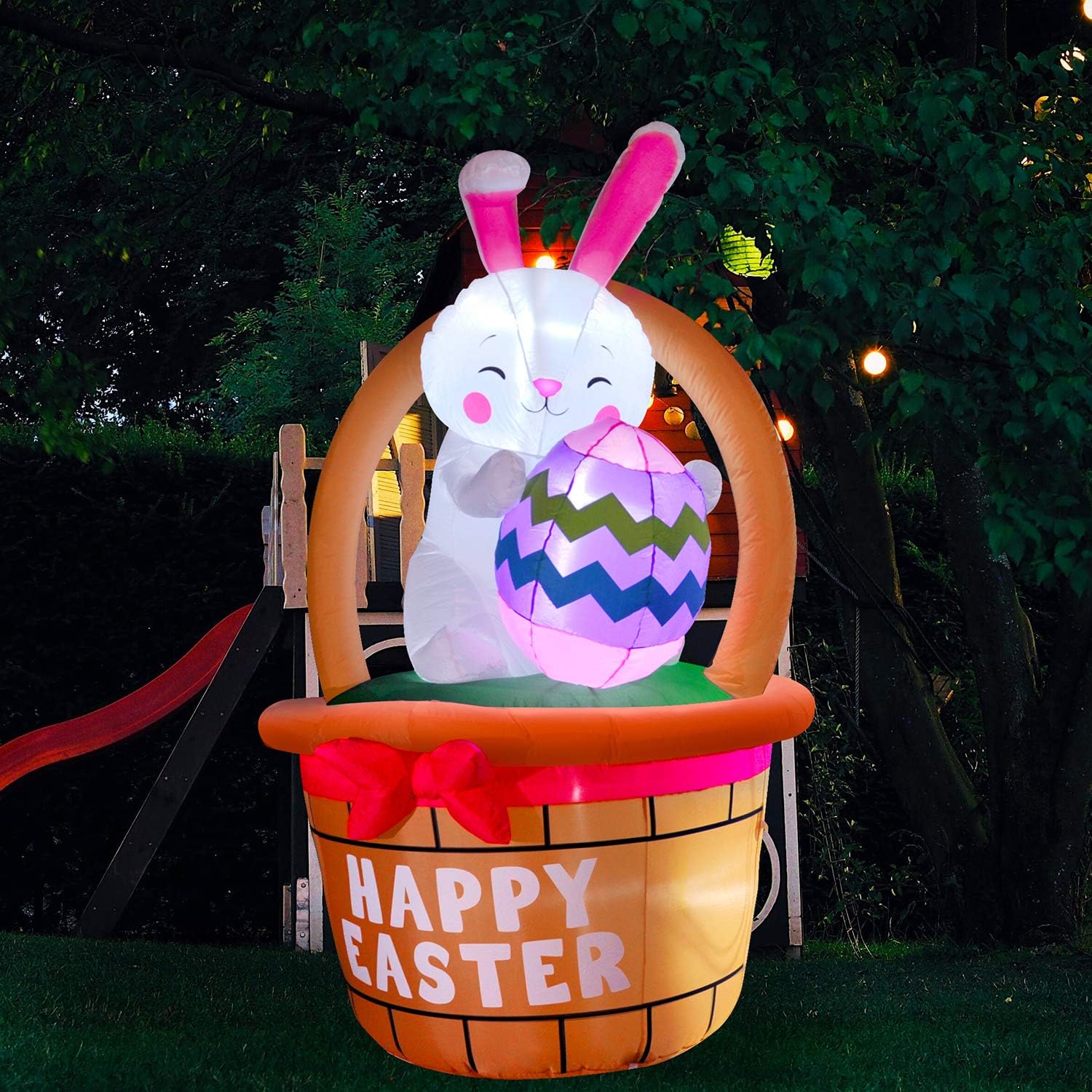 13 Ft EASTER BUNNY EGGSPRESS TRAIN Air Blown Lighted Yard Inflatable