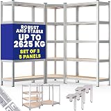 Monzana 5 Tier Heavy Duty Corner Metal Shelving Galvanised 3pc Set