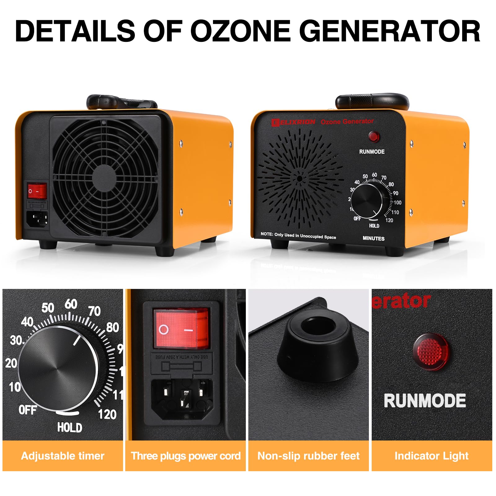 ELIXRION Ozone Generator – 80,000mg/h High-Capacity O3 Air Purifier for Odor Control Home, Kitchen, Car, Office, Basement, Pets, and Smoke – Covers Up to 6,000 Sq Ft