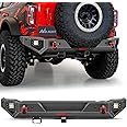 Nilight Rear Bumper Compatible for 2021 2022 2023 2024 Ford Bronco,Rock Crawler Bumper with Hitch Receiver & 2X Upgraded 18W Flood LED Work Light Wire hole