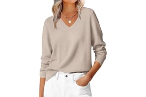 ANRABESS Womens Long Sleeve V Neck Sweaters 2025 Fall Casual Classic Soft Loose Fit Basic Pullover Jumper Top