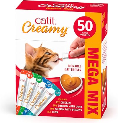 Catit Creamy Variety Pack Lickable Cat Treats 50 x 10g Grain-Free