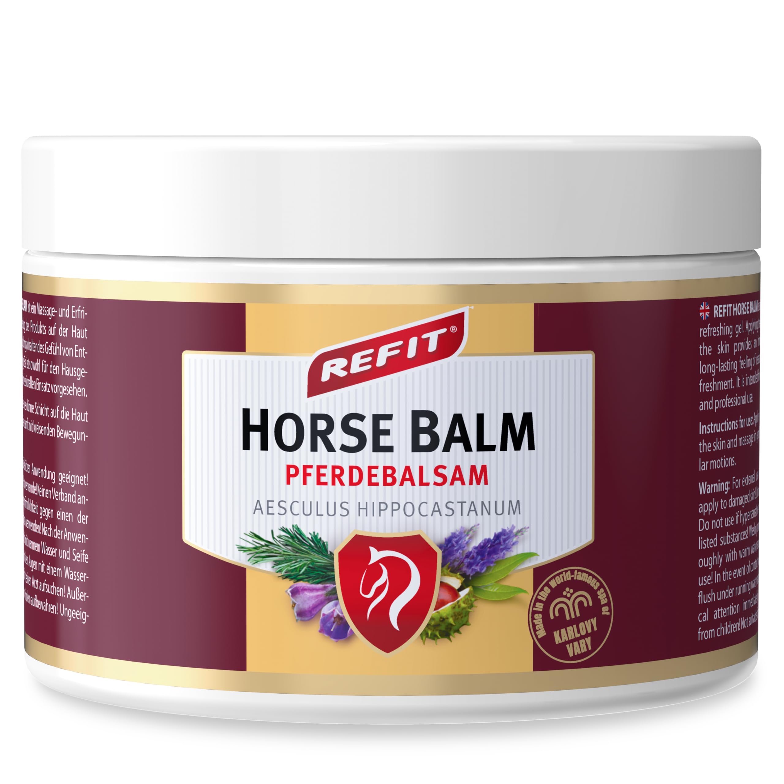 REFIT® Pferdebalsam Stark XXL 500 ml - Kühlende Pferdesalbe mit Kombination aus Torf & Kräutern (Rosskastanie usw.) - Salbe in Gel-Form Wirkt Gegen Muskelkater & Gelenke (Rücken, Nacken, Füße, Knie)