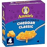 ANNIE'S - VALUE PACK SIZE - MACARONI and CHEESE Classic Cheddar, 4 Pack, 680 Grams Box, No Artificial Flavours or Synthetic C