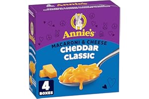 ANNIE'S - VALUE PACK SIZE - MACARONI and CHEESE Classic Cheddar, 4 Pack, 680 Grams Box, No Artificial Flavours or Synthetic C