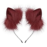 SMILETERNITY Animal Wolf Fox Ears Headband Cute Furry Faux Fur Handmade Hair Hoop for Cosplay Party Halloween