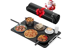 VTAR Electric Food Warming Mat with 8-Level Temp & 24H Timer | Rollable Buffet Tray Warmer for Party, Even Heating with Dual NTC, Auto Shut Off- Black