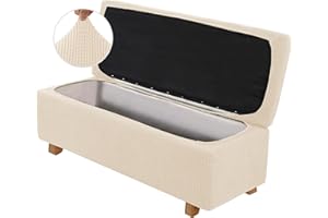 GAMUKAI 2-Piece Stretch Ottoman Covers – Rectangle Slipcovers for Folding Storage Stools, Non-Slip Elastic Bottom, Soft Fabri
