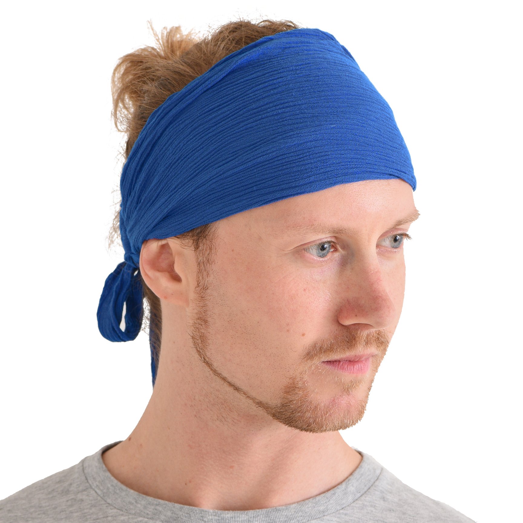 CHARM Womens Headband Boho Headwrap - Turban Head Wrap Festival Retro Hair Accessory Pirate Hairband Blue โ image 1