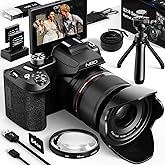 NBD 5K&64MP Digital Cameras for Photography,16X Optical Zoom Camera with 64GB Card, Vlogging Camera for YouTube with 180°Flipable Screen, WiFi & App Control,AutoFocus,2 Batteries (Black)