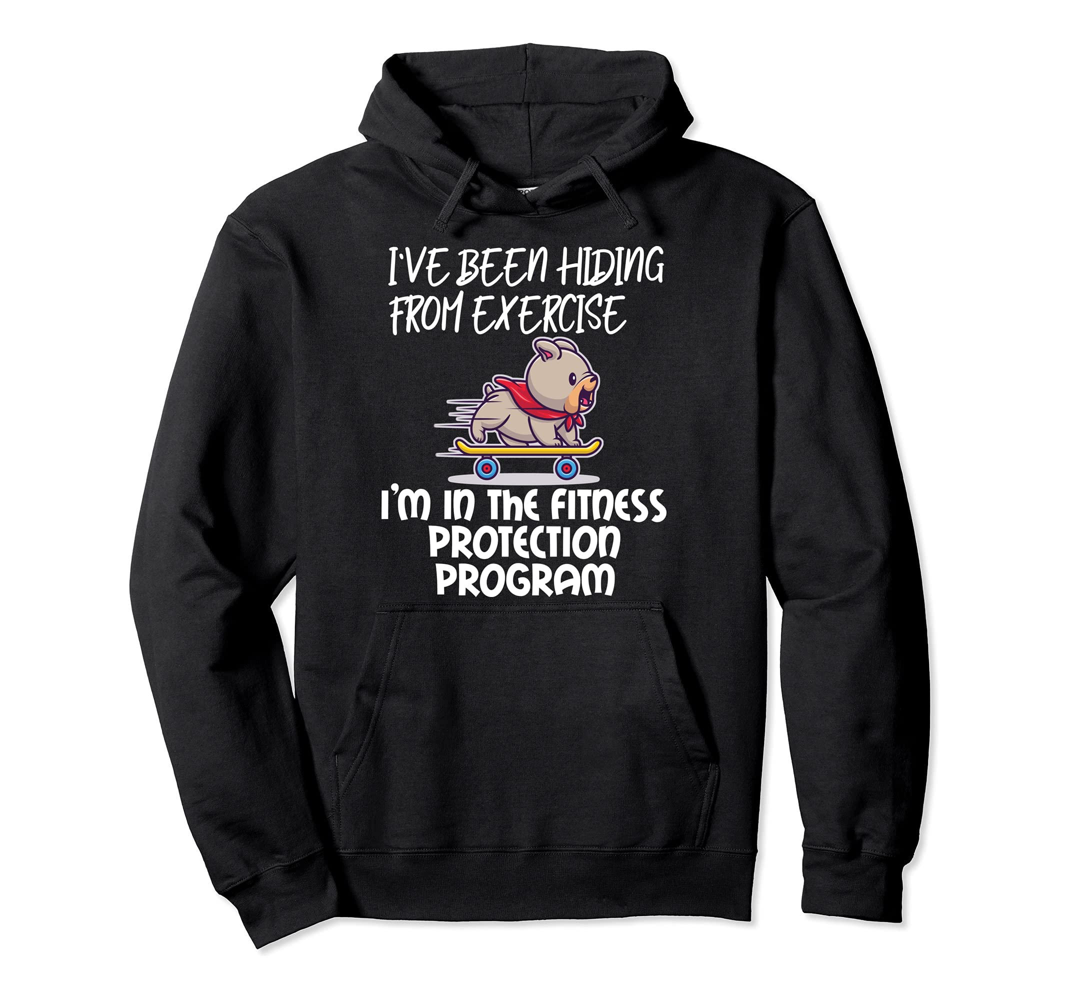 Bulldog Skateboard exercise fitness protection program funny Pullover Hoodie
