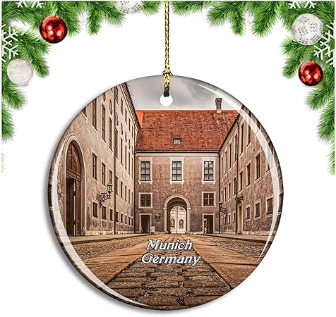Amazon ミュンヘンの建物歴史的なドイツクリスマスデコレーションオーナメントクリスマスツリーペンダントデコレーションシティトラベルお土産コレクション磁器2 85インチ ぬいぐるみ おもちゃ