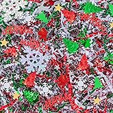 CIPOWM Christmas Crinkle Cut Paper Shred, 3 Colors Red Green White Raffia Paper Shred Filler with Christmas Confetti Shredded Paper Grass for Gift Wrapping Craft DIY Gift Bag Box Filling Party Supply, 115g/4oz