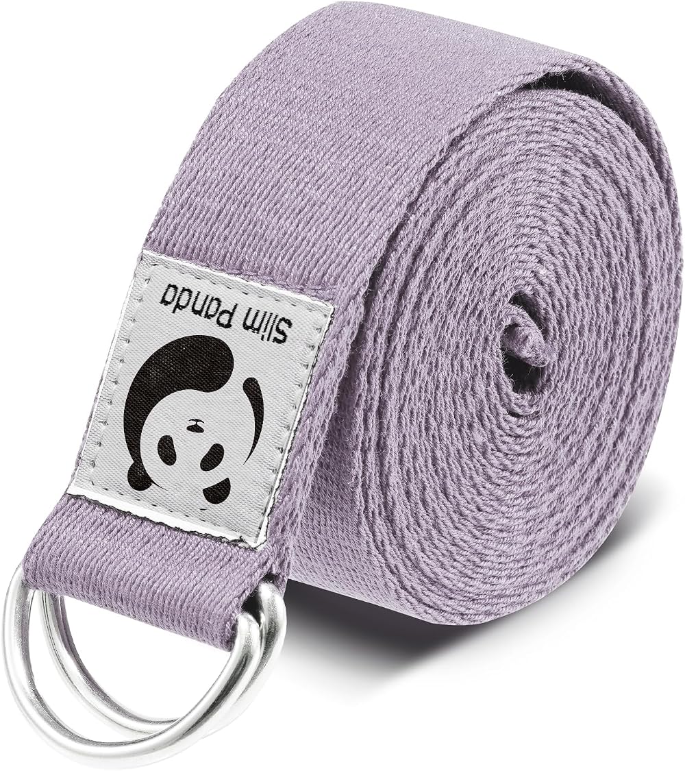 Slim Panda Yoga Belt 100 Cotton Lavender 250CM with D Ring Buckles