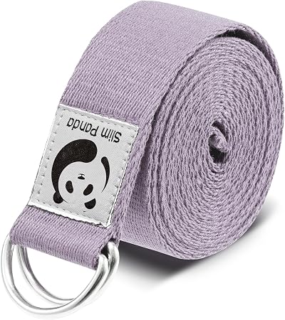 Slim Panda Yoga Belt 100 Cotton Lavender 250CM with D Ring Buckles