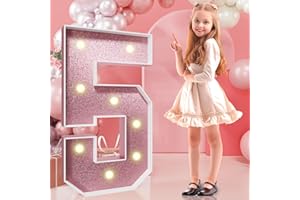 imprsv Marquee Numbers Rose-Gold 3FT: Rose Gold Party Decor - Light Up Number 5 Large 3 Feet Tall - Birthday Decorations for Him Her 5th 15th 50th