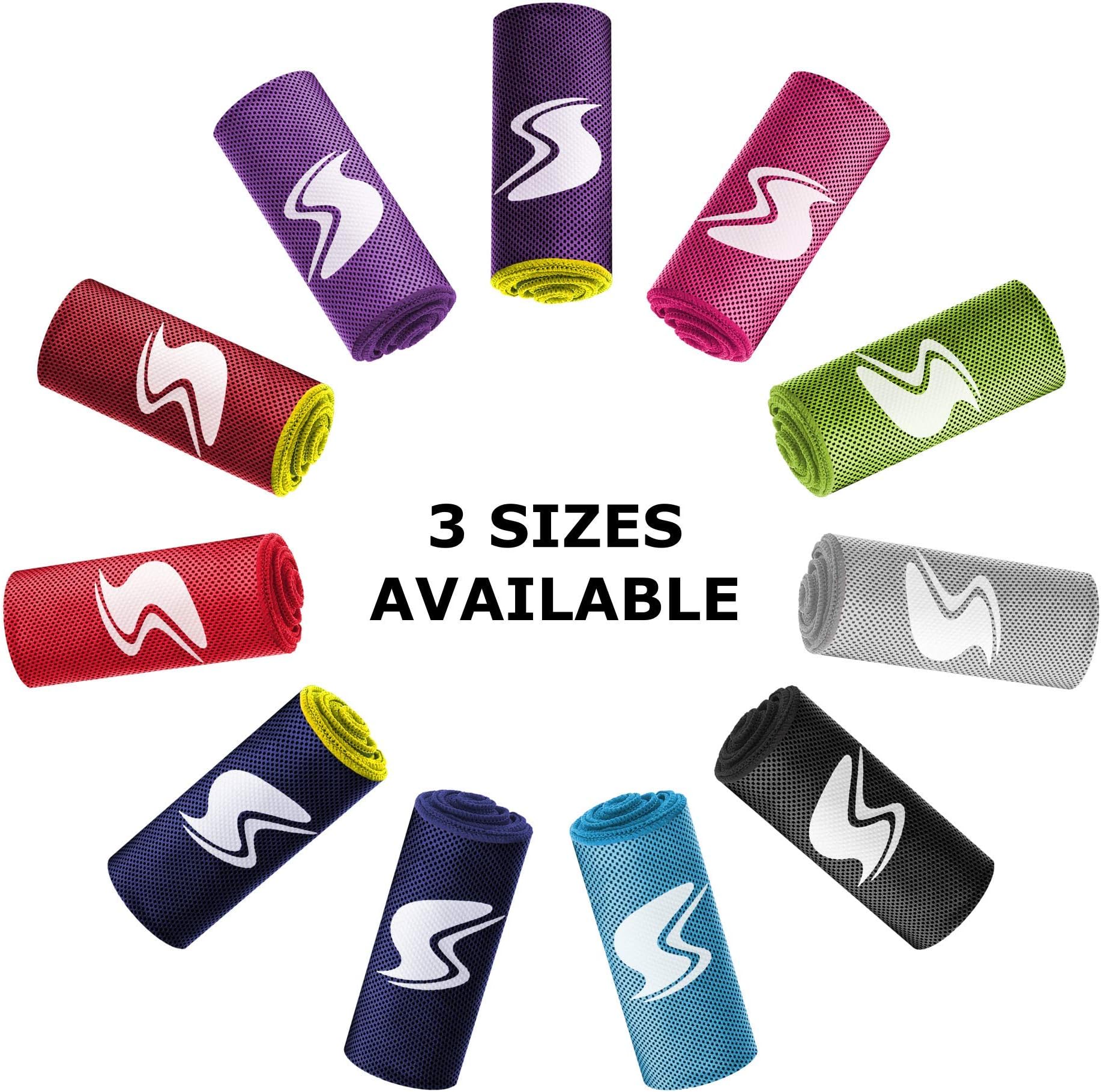 Cooling Towel (40x12''& 50x20''& 60x30'') Ice Sports Towel, Stay Cool with Microfiber Towel for All Activities, Keep Cool with Chilly Towel, Yoga, Fitness, Gym or Golf Towel for Instant Relief+Pouch