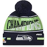 FOCO Seattle Seahawks NFL Super Bowl LX Champions Big Wordmark Stripe Pom Beanie
