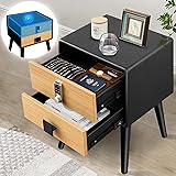 Nightstand with Safe,Solid Steel, Modern Bedside