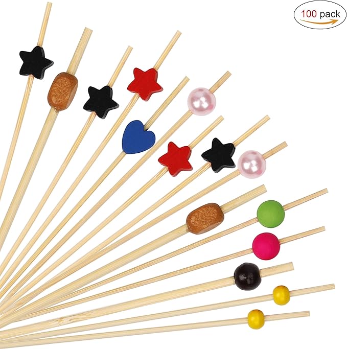 Cocktail Sticks Multicolor Fruit Sticks Bamboo Toothpicks for Nibbles