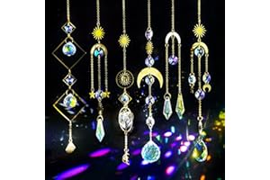 suddus 6pcs Sun Catchers Indoor Window, Hanging K9 Crystals Prism Rainbow Suncatchers for Cat, Christmas, Outdoor, Wall, Garden, Patio, Room, Cute Home Decoration
