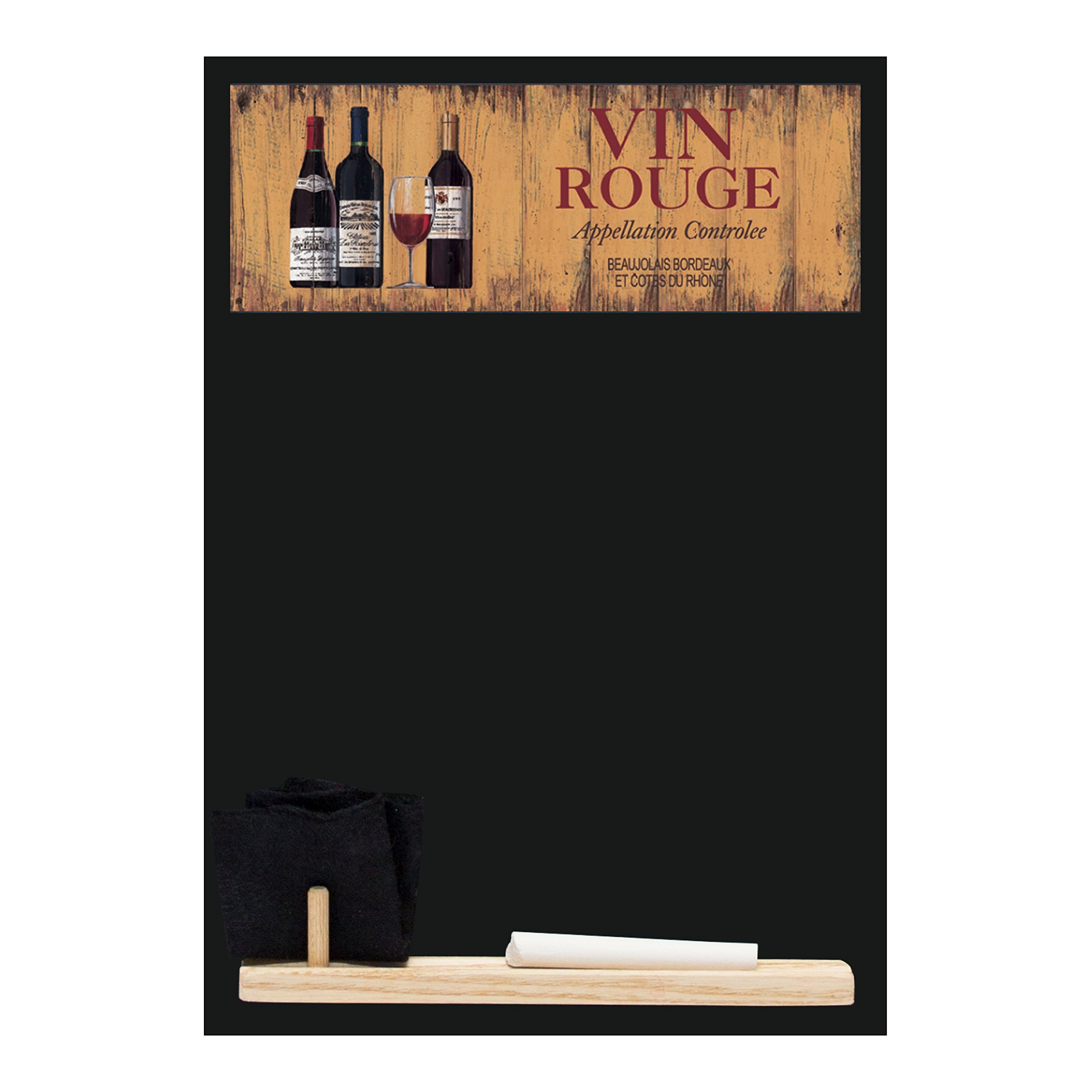 Chalkboards UK HCB007 Vin Rouge' Small Memo Black Chalkboard/Blackboard/Kitchen Chalk Board with Tray, Piece of Chalk & Felt Eraser, Wood, 29.7 x 20.7 x 1 cm
