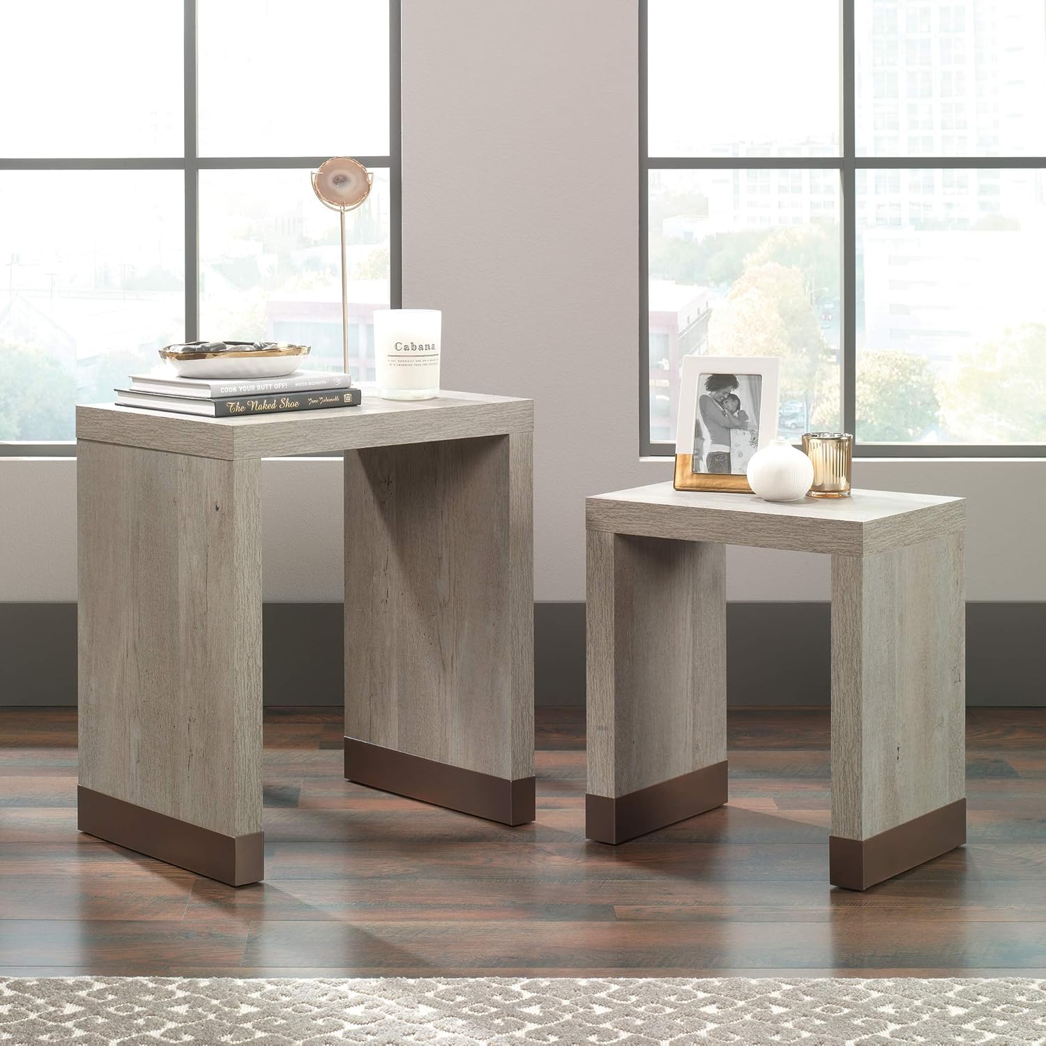 Sauder Manhattan Gate Nesting Tables, Mystic Oak finish: Furniture & Decor