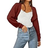 AGSEEM Women's Bolero Shrug Sweater Long Sleeve Knit Open Front Cropped Cardigans Casual Loose Ribbed Knitwear Y2K Tops 2026