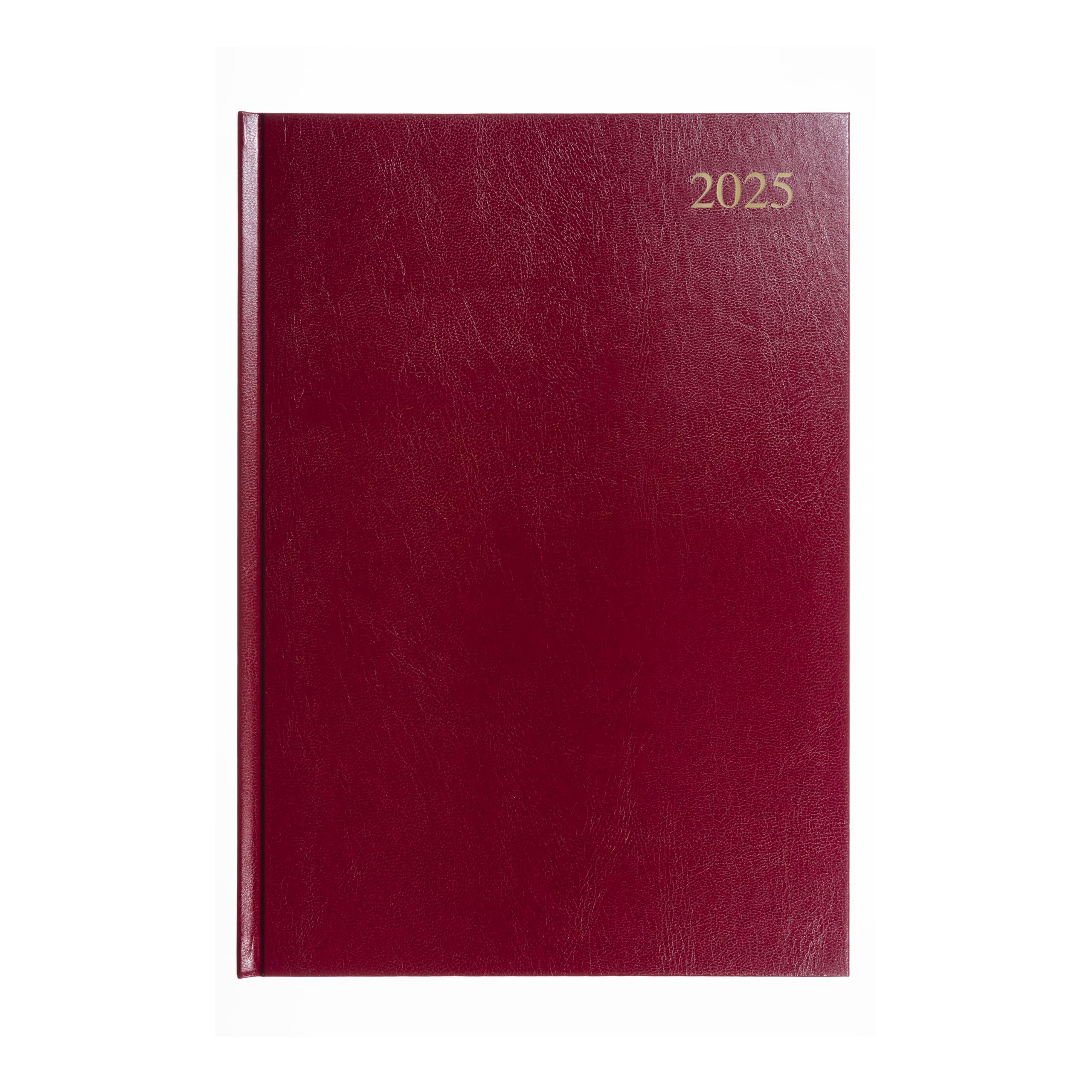 Collins Essential 2025 Business Diary - A4 Week to View Planner with Leathergrain Hardback Cover - Maroon - ESSA43.78-25