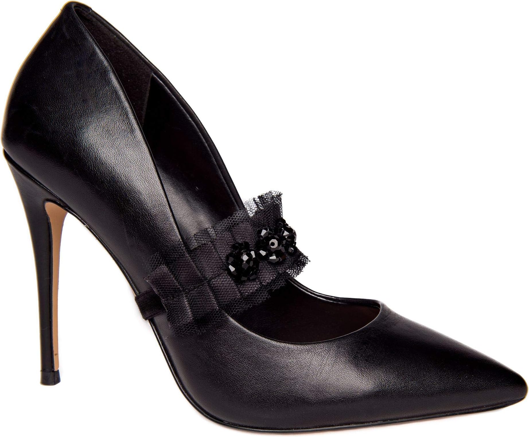 Women's Satin Mesh & Gems Shoe Straps