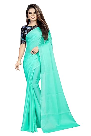 Market Magic World Womens Chiffon Saree With Digital Printed Bloues Piece