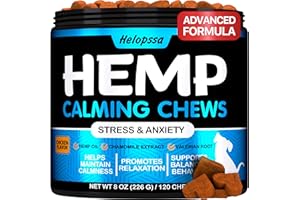 Hemp Calming Chews for Dogs with Anxiety and Stress - Dog Calming Treats - Dog Anxiety Relief - Storms, Barking, Separation -