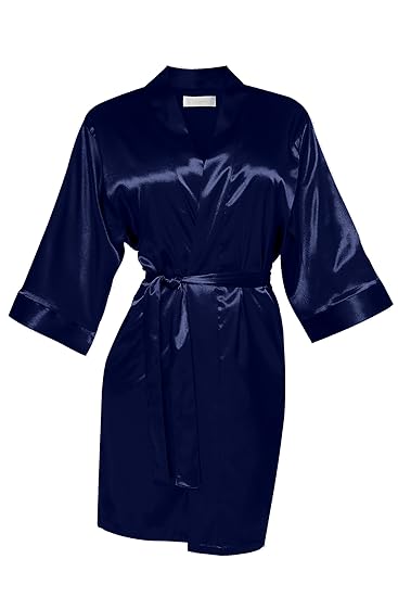 VA-Fashion Damen Morgenmantel Kimono Brautjungfern Braut Hochzeit Satin kurz personalisiert