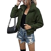 AKEWEI Women's Short Faux Fur Coat Casual Shaggy Jacket with Pockets Warm Winter Zip-Up Fluffy Outwear