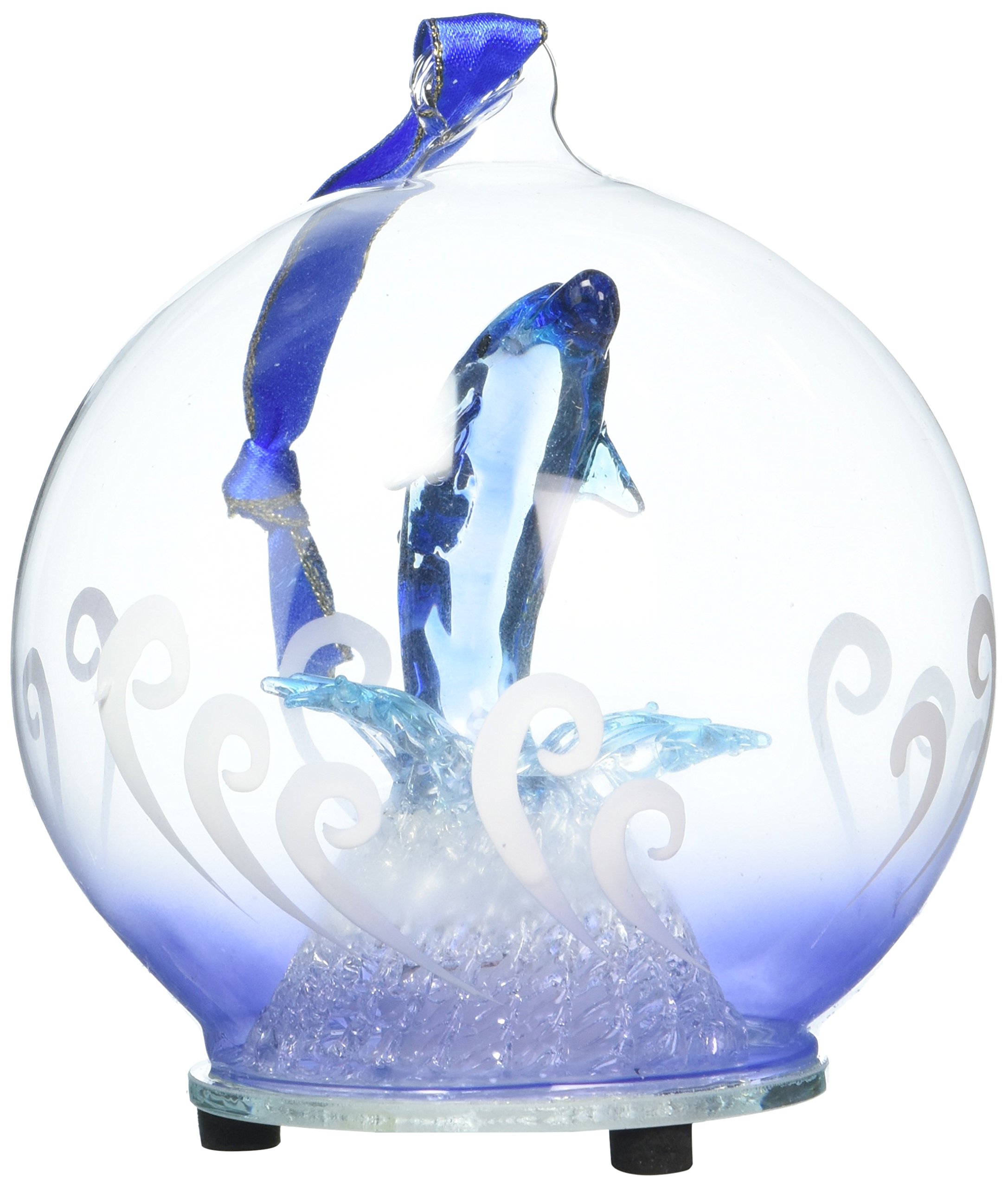 StealStreet SS-UG-HD-0307 Light Up Glass Dolphin Jumping Ornament, 4"