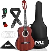 Pyle Acoustic Guitar Junior Set 91 cm Nylon Strings 3/4 Sapele For Beginners