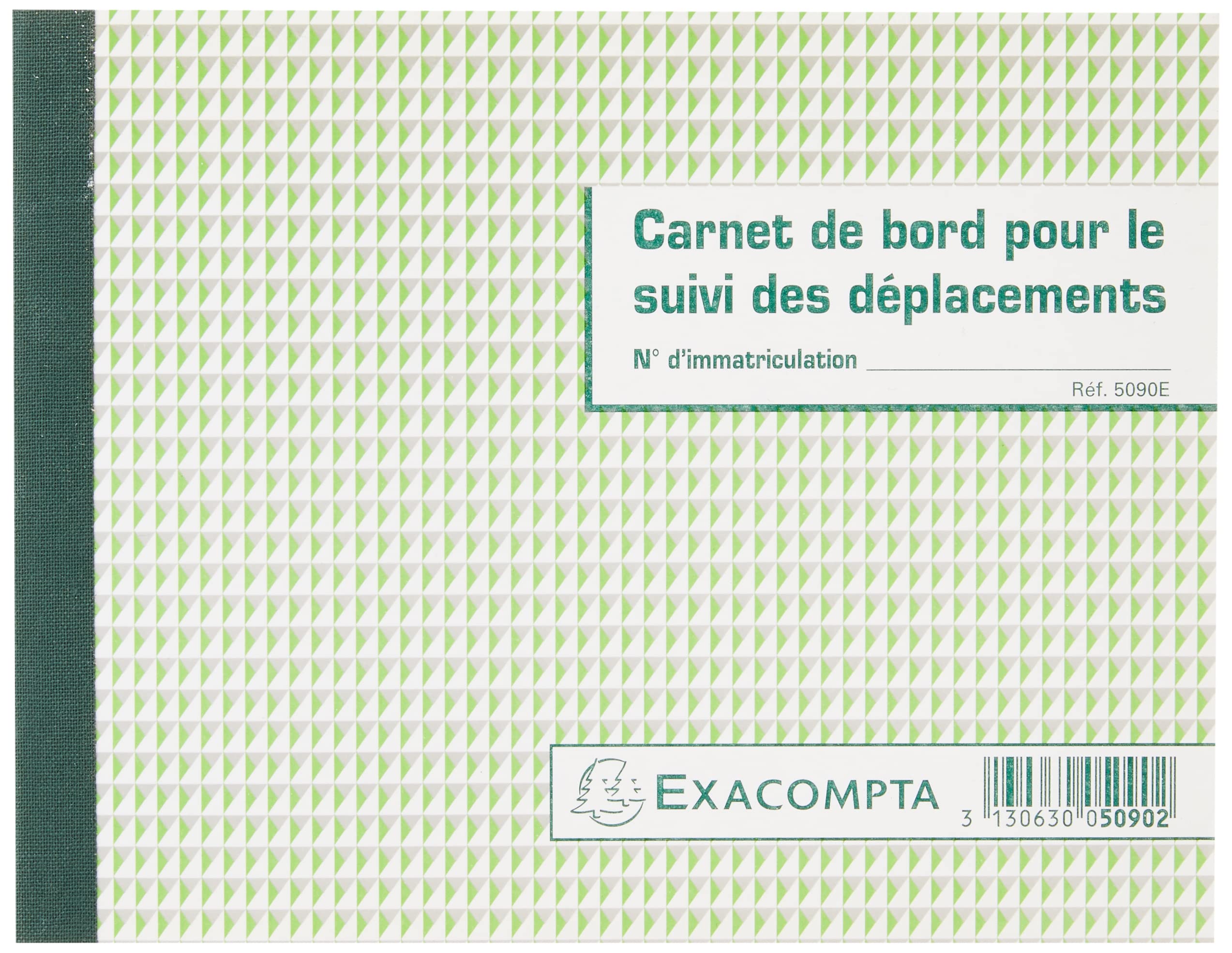 Exacompta - Ref. 5090E - 1 logbook for tracking journeys - 64 pages - allows you to record the identity of the driver, the date, the time of departure and arrival - format 148 x 190 mm -
