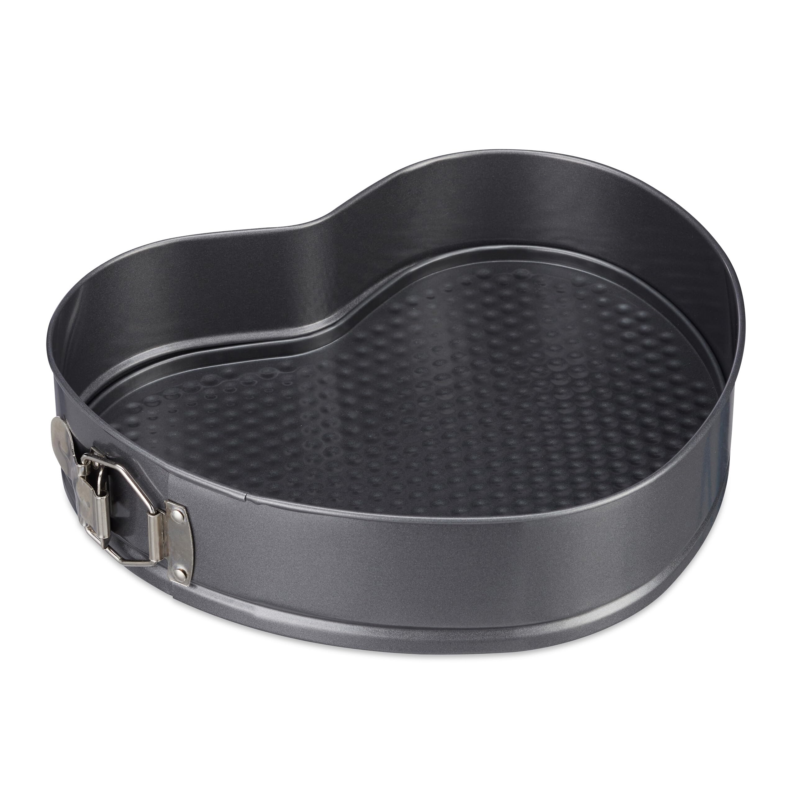 Relaxdays XL Baking Pan Heart, Romantic Cakes & Torts, Nonstick, Springform, B x W: 28.5x25 cm, Carbon Steel, Anthracite