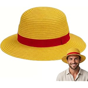 Halloween Cosplay Costume Straw Hat,Yellow Sun Hat for Party Yard Decor | Soft Tightly Woven Breathable Straw Cap with Sweatb