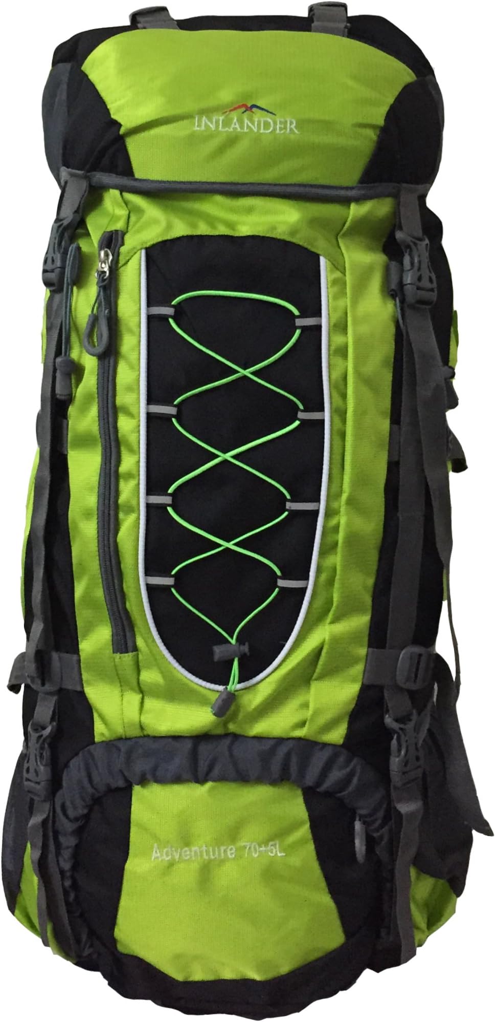 INLANDER 70L Green Travel Bag for Hiking Trekking Daypack Rucksack with Rain Cover