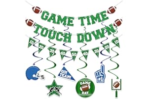 LAIRYAN Football Party Decorations Supplies - NO DIY - Superbowl Party Decorations Set Include 1 Game Time 1 Touch Down Banner & 1 Pennant Banner & 6 Hanging Swirls,Super Bowl Sunday Sport Game Party Supplies